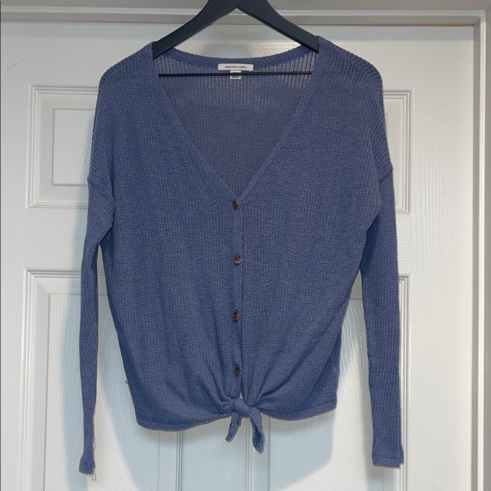 American Eagle Outfitters Blue V-Neck Sweater